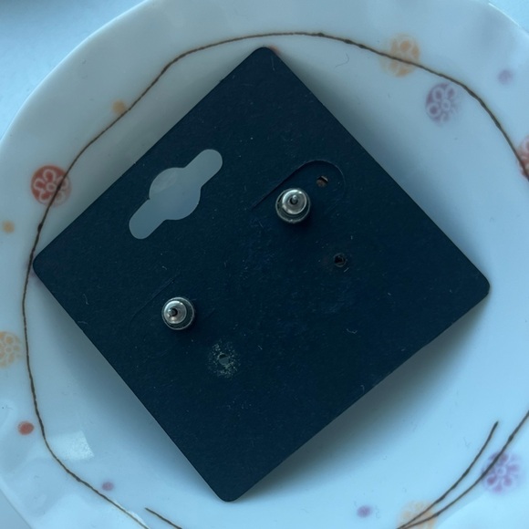 Vintage NAPIER Gold Tone Accent light blue Enameled Leaf Modern Pierced Earrings - Picture 5 of 6